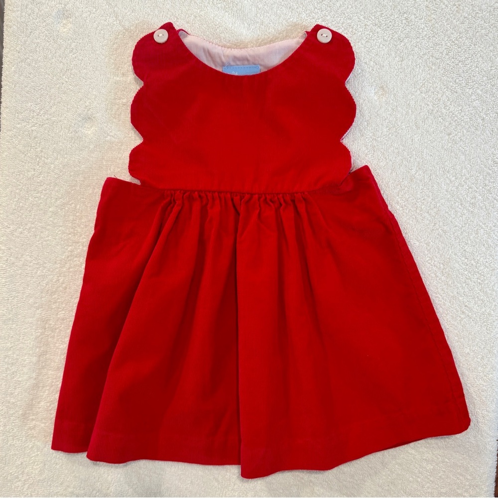Bella Bliss - Red Scalloped Corduroy Jumper - 12M